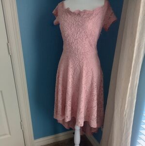 City Studio Pink Flutter Sleeve Fit and Flare Dress